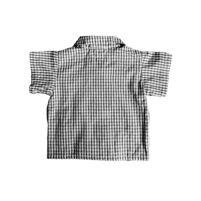 Short Sleeve Gingham Shirt - Orange - Green - Navy - Red -  Black